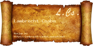 Lambrecht Csaba névjegykártya